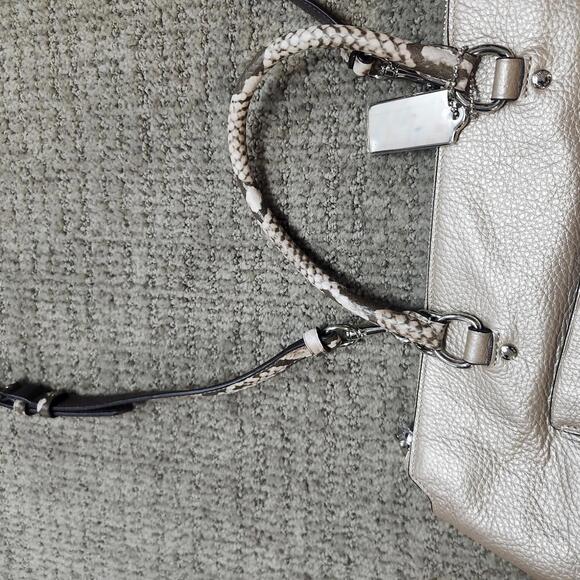 Coach Emma Satchel Metallic Pebble Leather Snake Embossed Size Medium - Picture 12 of 16